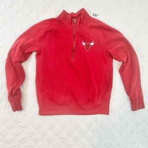 Vintage Size Medium OTS Chicago Bulls Red Fleece Pullover 1/4 Zip Unisex